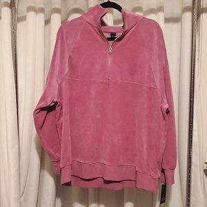 Wild Fable Quarter Zip Velour Tunic Sweatshirt, Purple, XXL